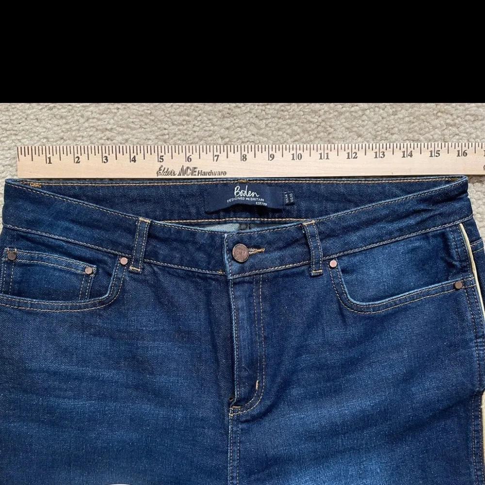 Boden The Edinburgh Jean Gold Piping Stretch Women’s Sz US 10 UK 14 High Rise - Picture 10 of 16